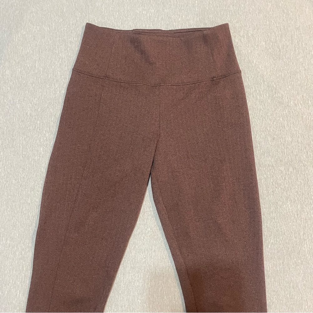 Athleta Delancey Herringbone Tight Brown Leggings Size Small Petite Workwear - Picture 3 of 11